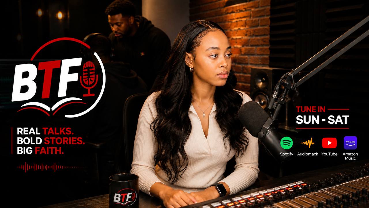BTF Radio host recording in the studio